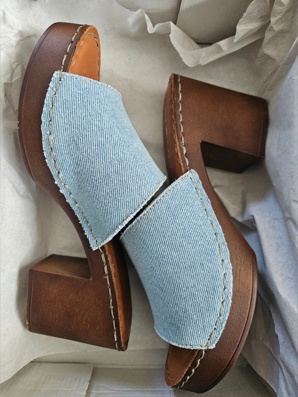 Rizzoli Denim Platform Slide Sandals – Made in Italy – NWT in Box - Size 7 - Picture 3 of 13
